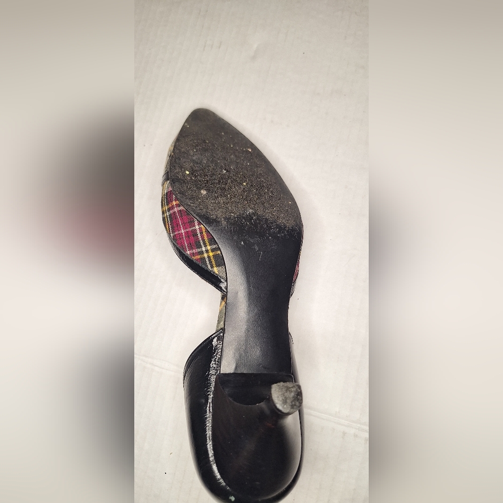 Roberta Celli Plaid Pointed D'Orsay Flats with Black Patent Accents Vintage - Picture 4 of 5